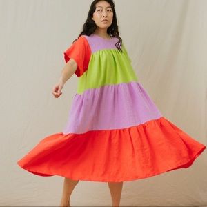 Nettle Studios Rainbow Sherbert linen dress